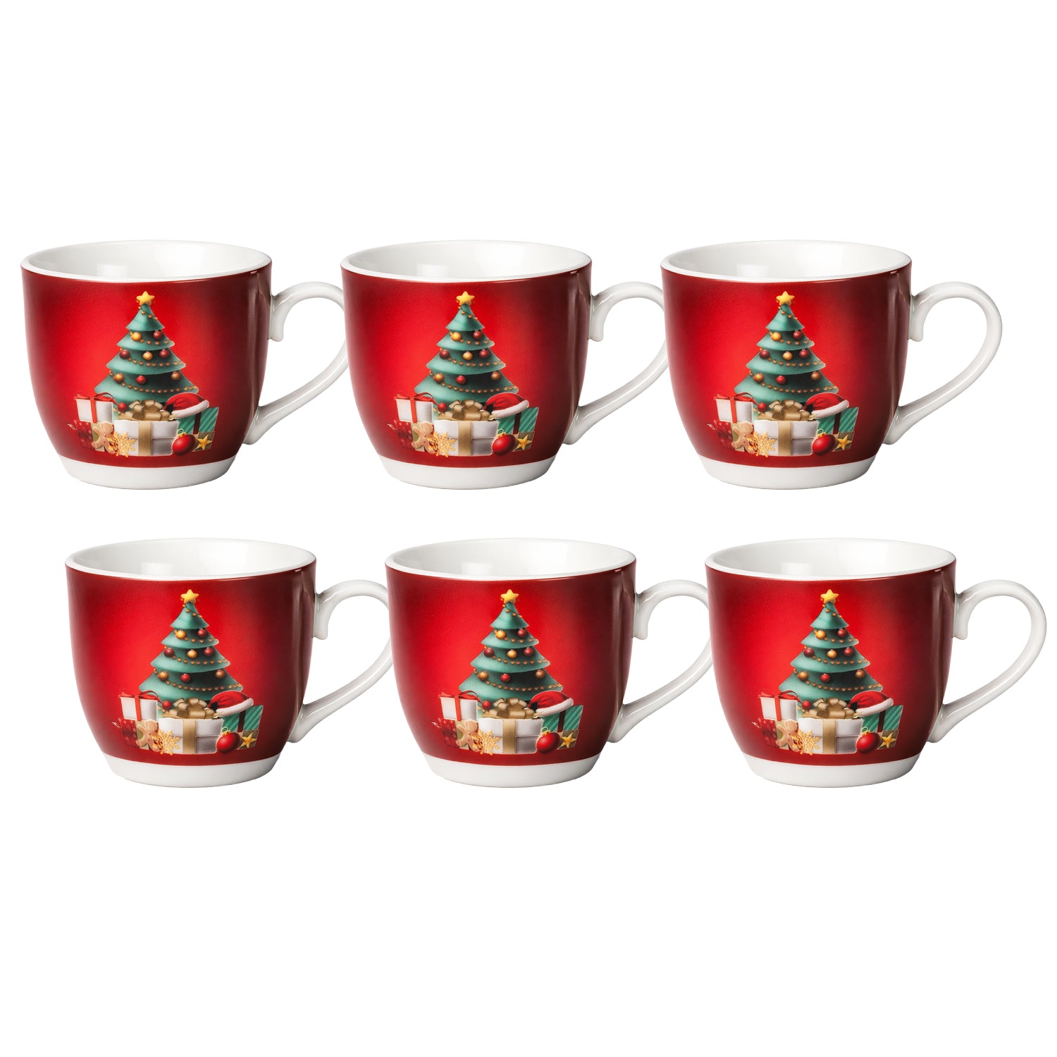 VESTIAMO CASA GRAN NATALE - Set 6 Tazzine da Caffè Natalizie Merry Gift in Porcellana 9 cl