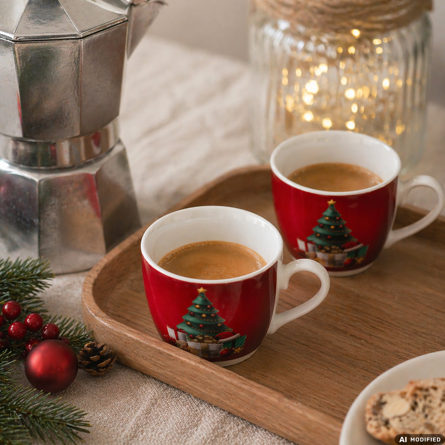 VESTIAMO CASA GRAN NATALE - Set 6 Tazzine da Caffè Natalizie Merry Gift in Porcellana 9 cl