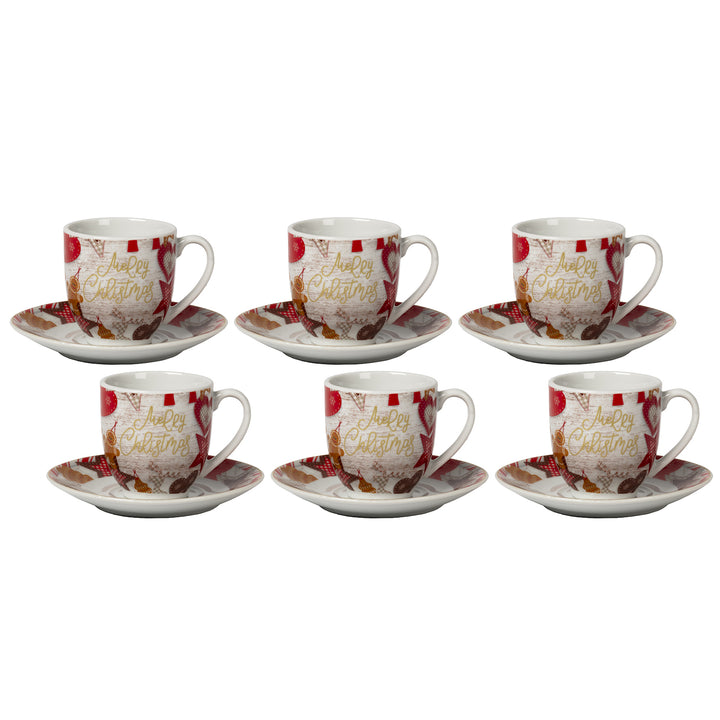 VESTIAMO CASA GRAN NATALE - Servizio da caffè 12 Pezzi in Porcellana Merry Ginger