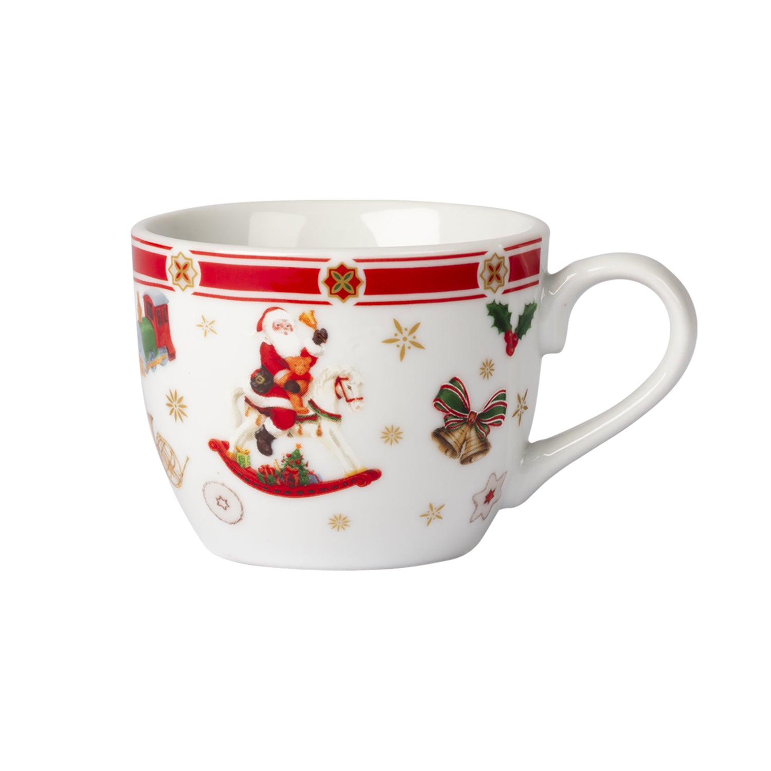 VESTIAMO CASA GRAN NATALE - Set 6 Tazzine da Caffè Natalizie Ribbon Treasures in Porcellana 9 cl