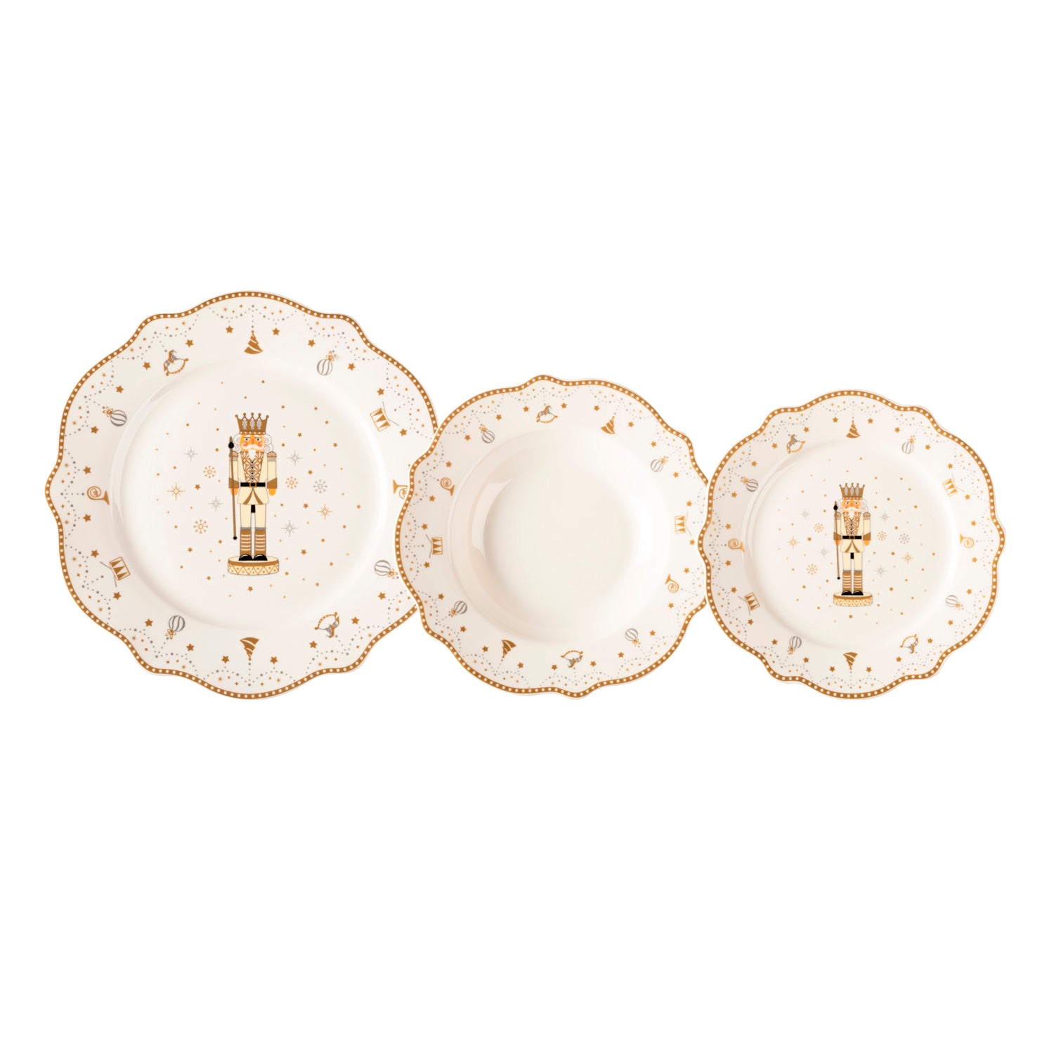 VESTIAMO CASA GRAN NATALE - Servizio di piatti Natalizio Winter Royal in Porcellana New Bone China 18 pezzi