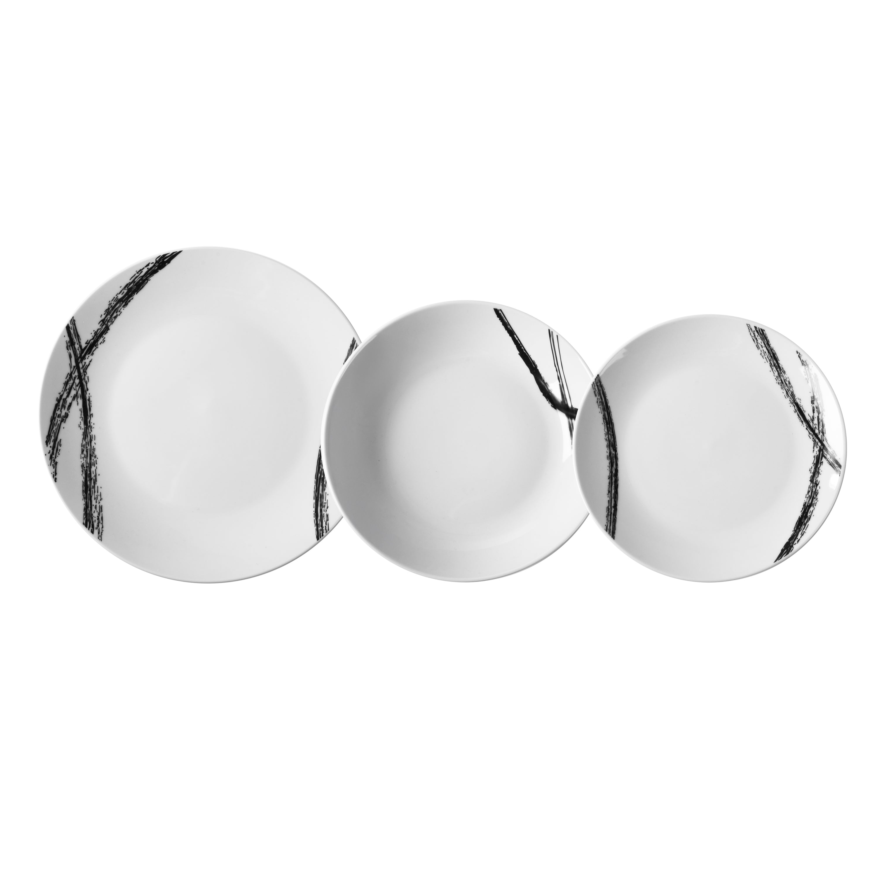 GUSTO CASA - Servizio di piatti Abstract Black in Porcellana - set 18 pezzi