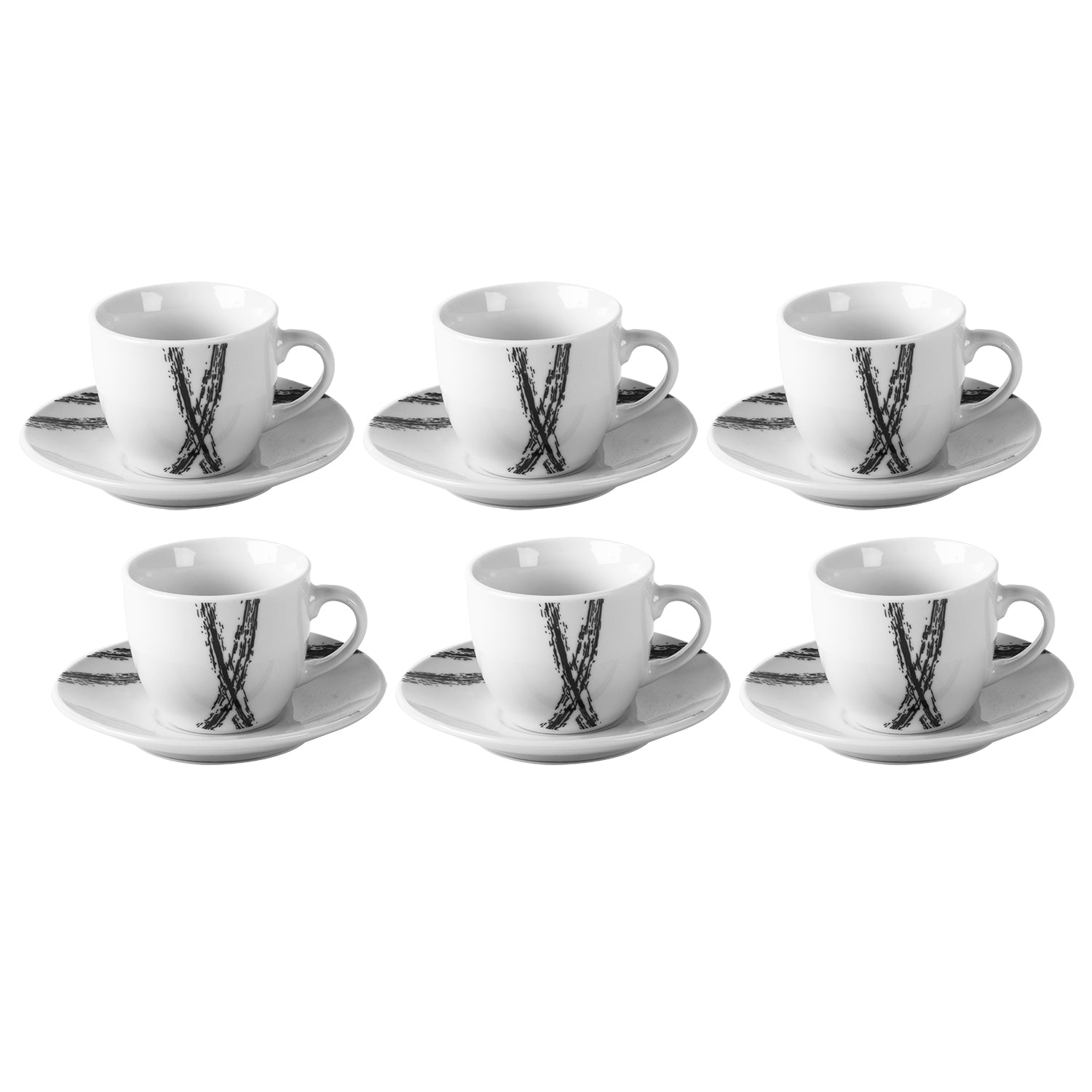 GUSTO CASA - Servizio da caffè in Porcellana 6 tazzine con piattini Abstract Black