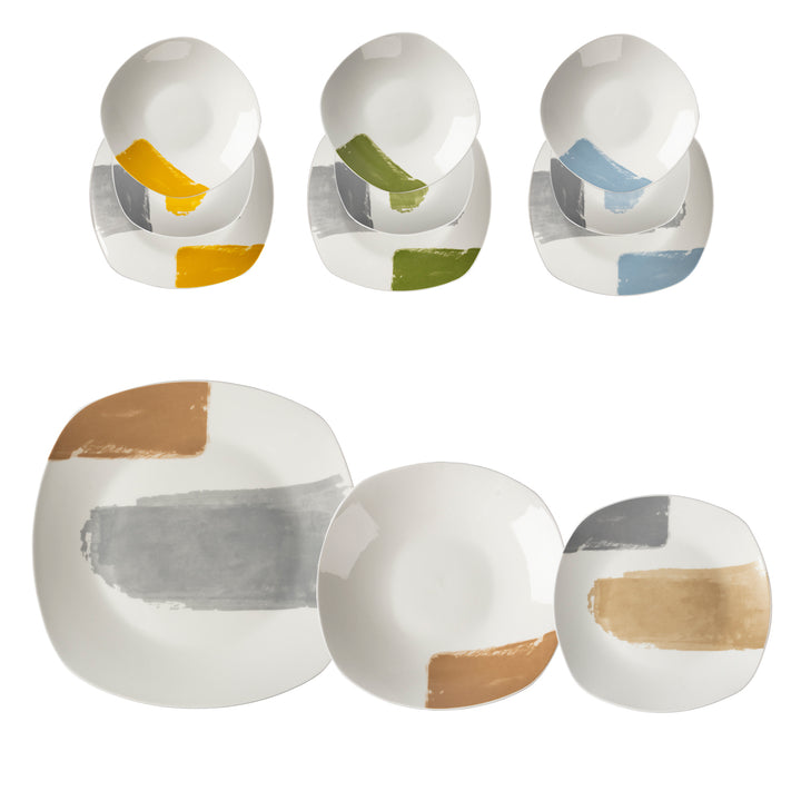 GUSTO CASA - Servizio di piatti Azulejos 12 Pezzi in Porcellana