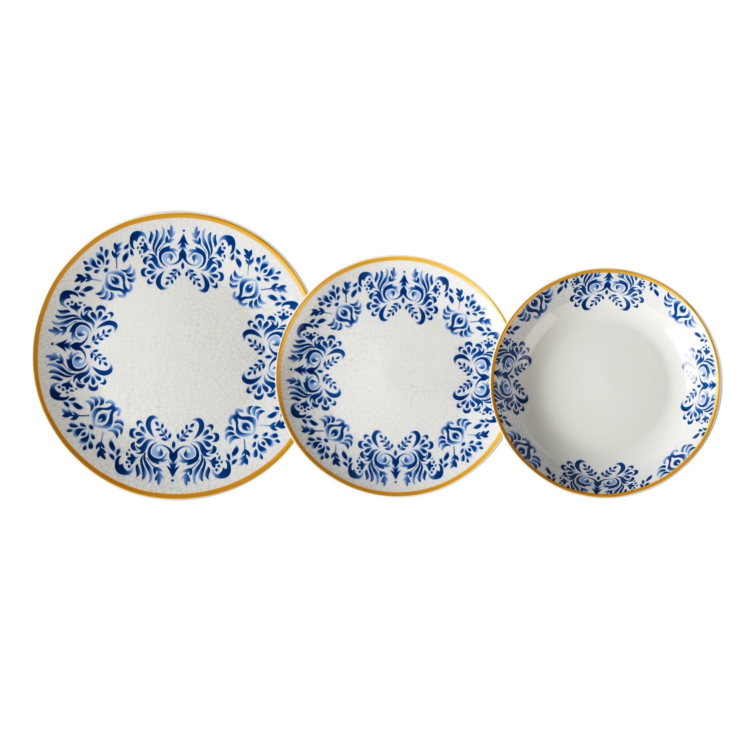 GUSTO CASA - Servizio di Piatti Linea Zulema Blue in Porcellana 18 Pezzi