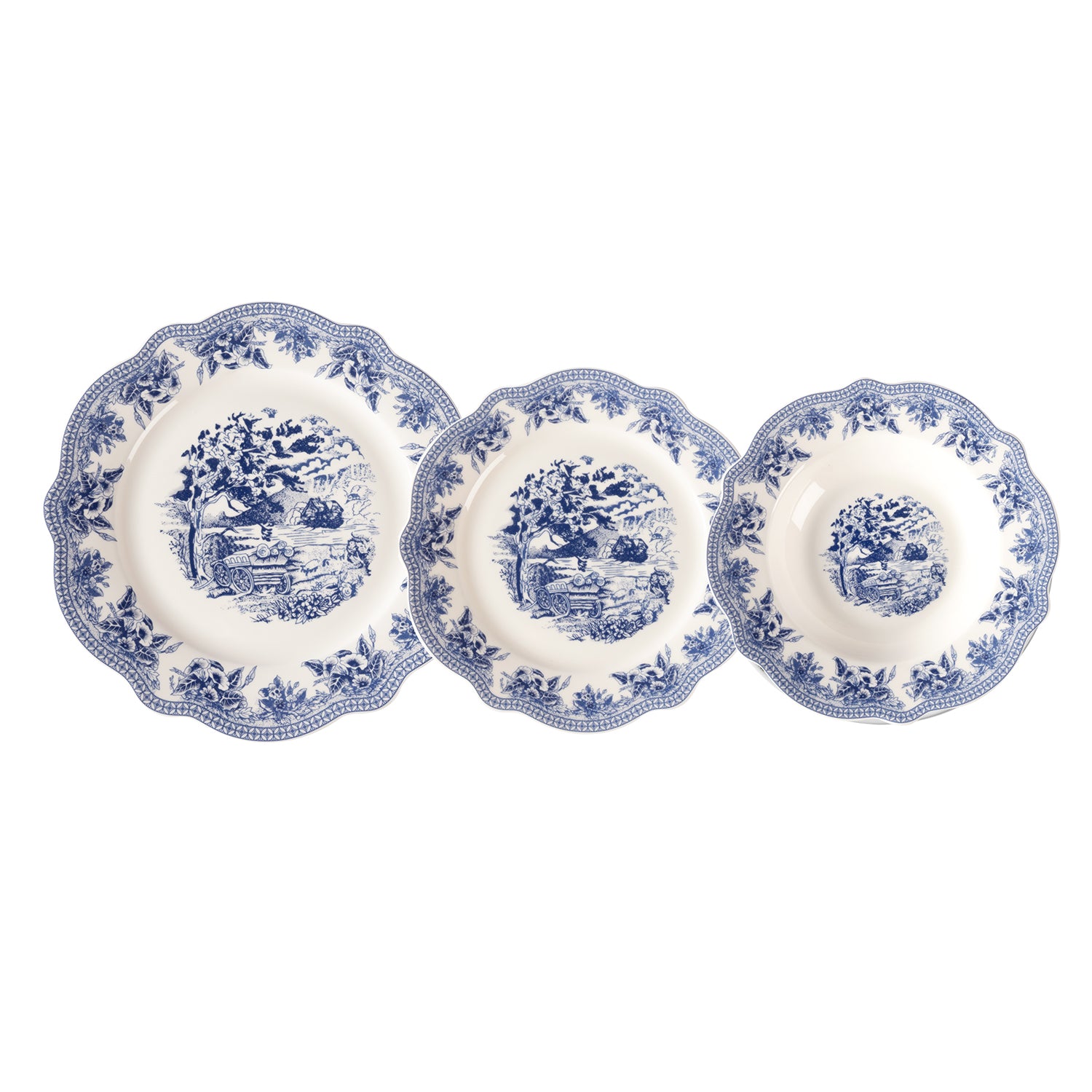 GUSTO CASA - Servizio di Piatti Linea Blue Queen in Porcellana 18 Pezzi