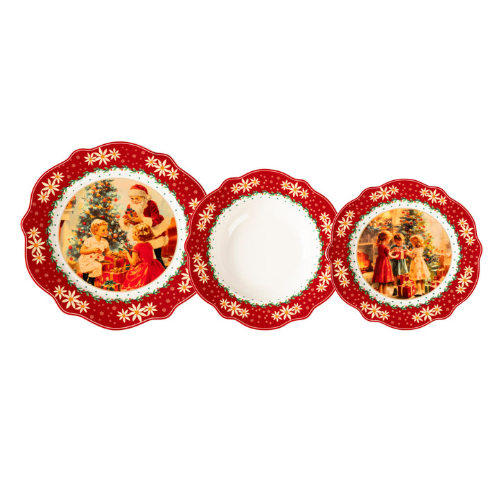 VESTIAMO CASA GRAN NATALE - Servizio di piatti Holly Wish Christmas in New Bone China 18 pezzi