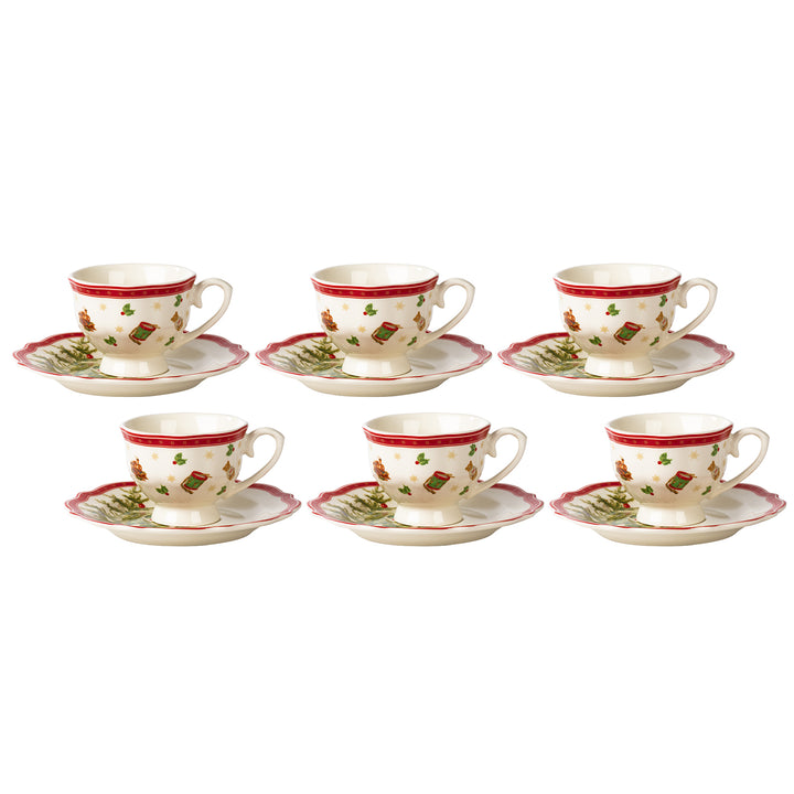 VESTIAMO CASA GRAN NATALE - Servizio da caffè 12 Pezzi in New Bone China Christmas Harmony