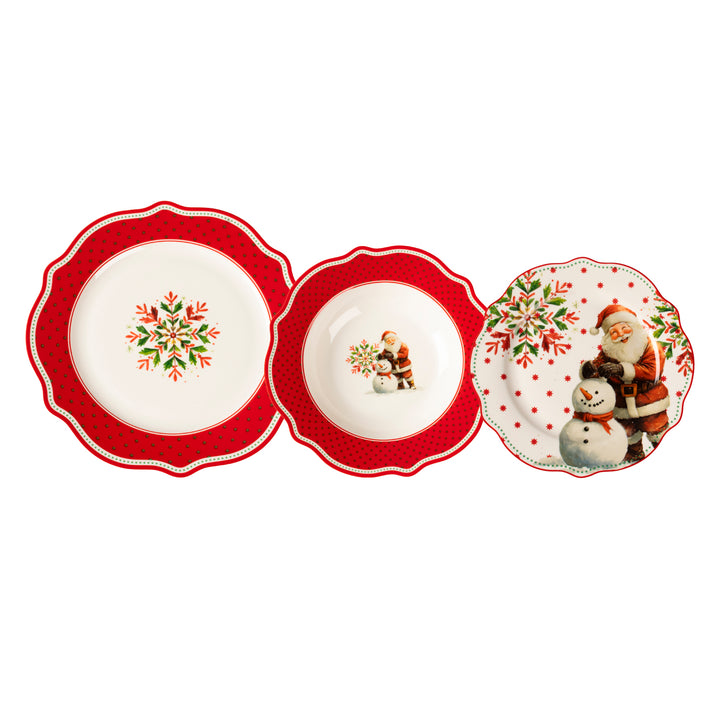 VESTIAMO CASA GRAN NATALE - Servizio di piatti Snowman and Santa in New Bone China 18 pezzi