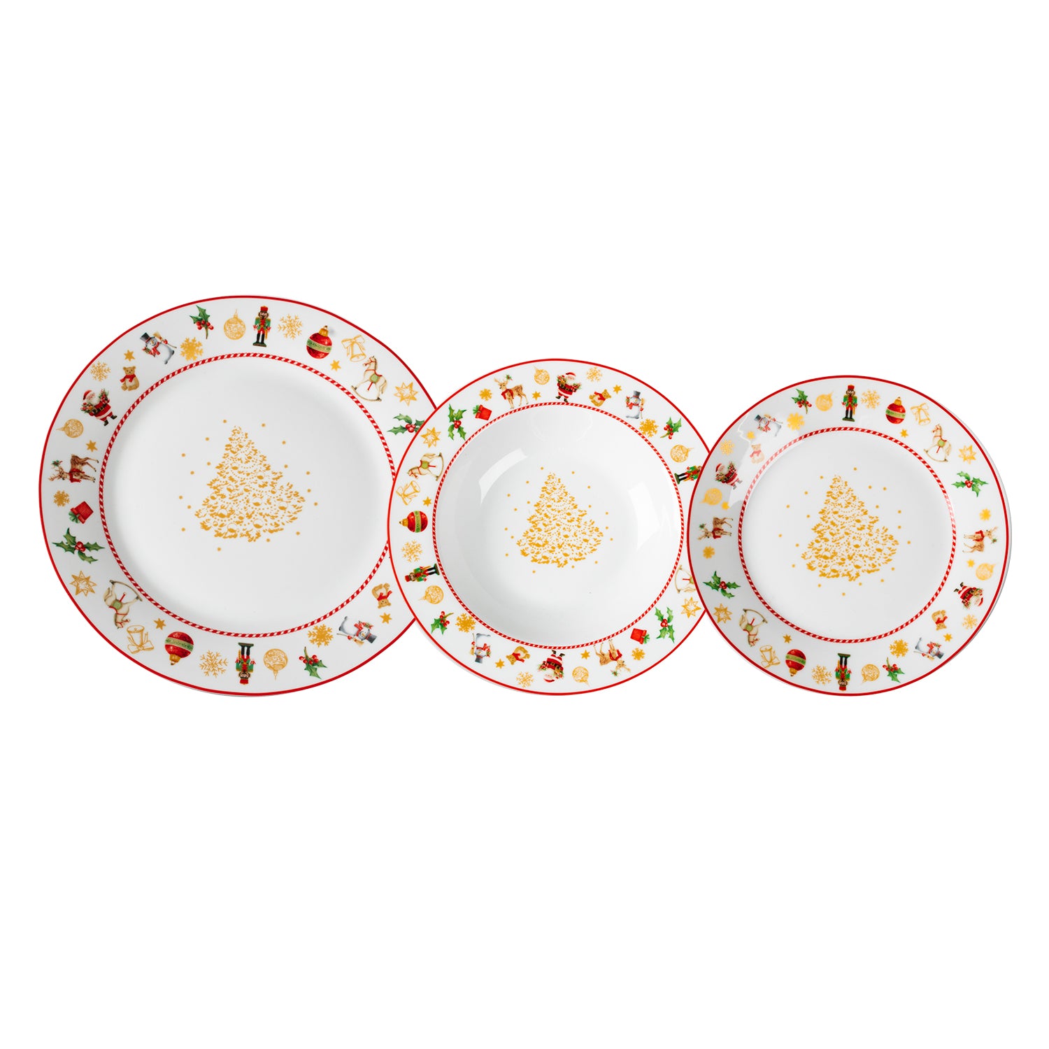 VESTIAMO CASA GRAN NATALE - Servizio di piatti Joyful Noel in Porcellana - set 18 pezzi