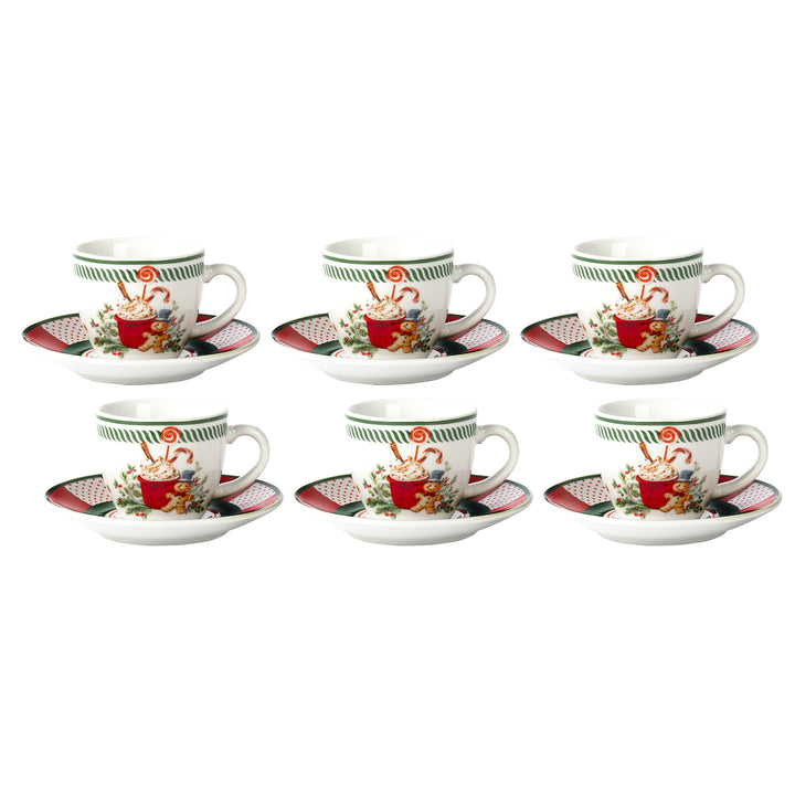 VESTIAMO CASA GRAN NATALE - Servizio da caffè 12 Pezzi in Porcellana Sweet Ginger Christmas