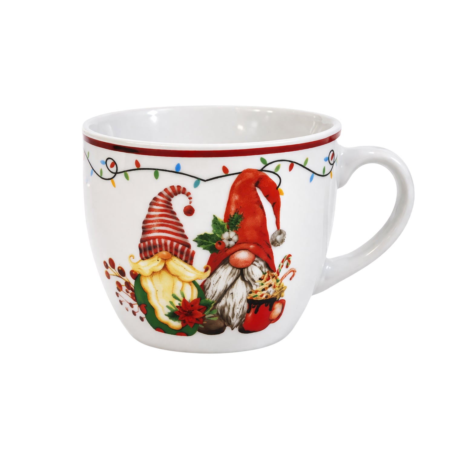 VESTIAMO CASA GRAN NATALE - Set 6 Tazzine da Caffè Natalizie Gnomo Delight in Porcellana 9 cl