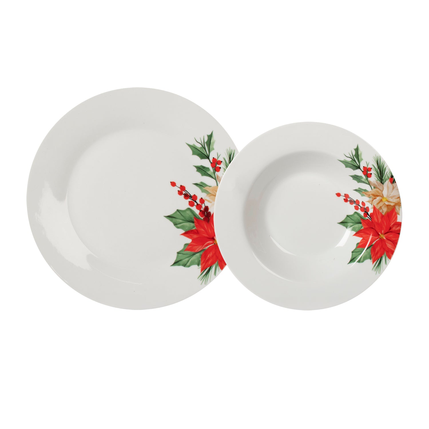 VESTIAMO CASA GRAN NATALE - Servizio di piatti Holly Bloom in porcellana 12 pezzi