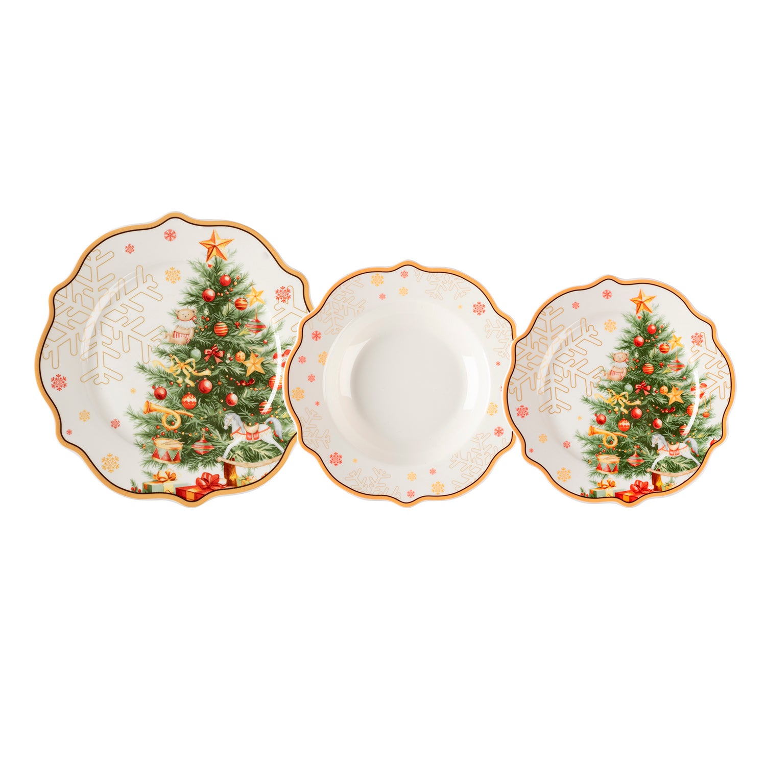 VESTIAMO CASA GRAN NATALE - Servizio di piatti Natalizio Jingle Feast in New Bone China 18 pezzi