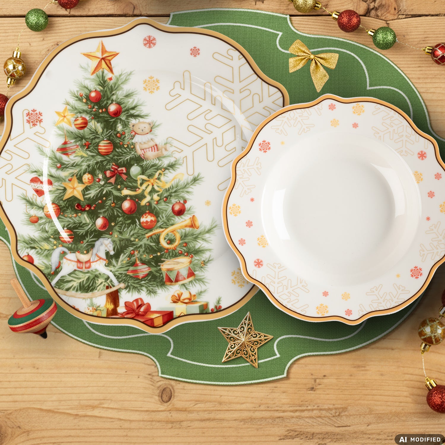VESTIAMO CASA GRAN NATALE - Servizio di piatti Natalizio Jingle Feast in New Bone China 18 pezzi