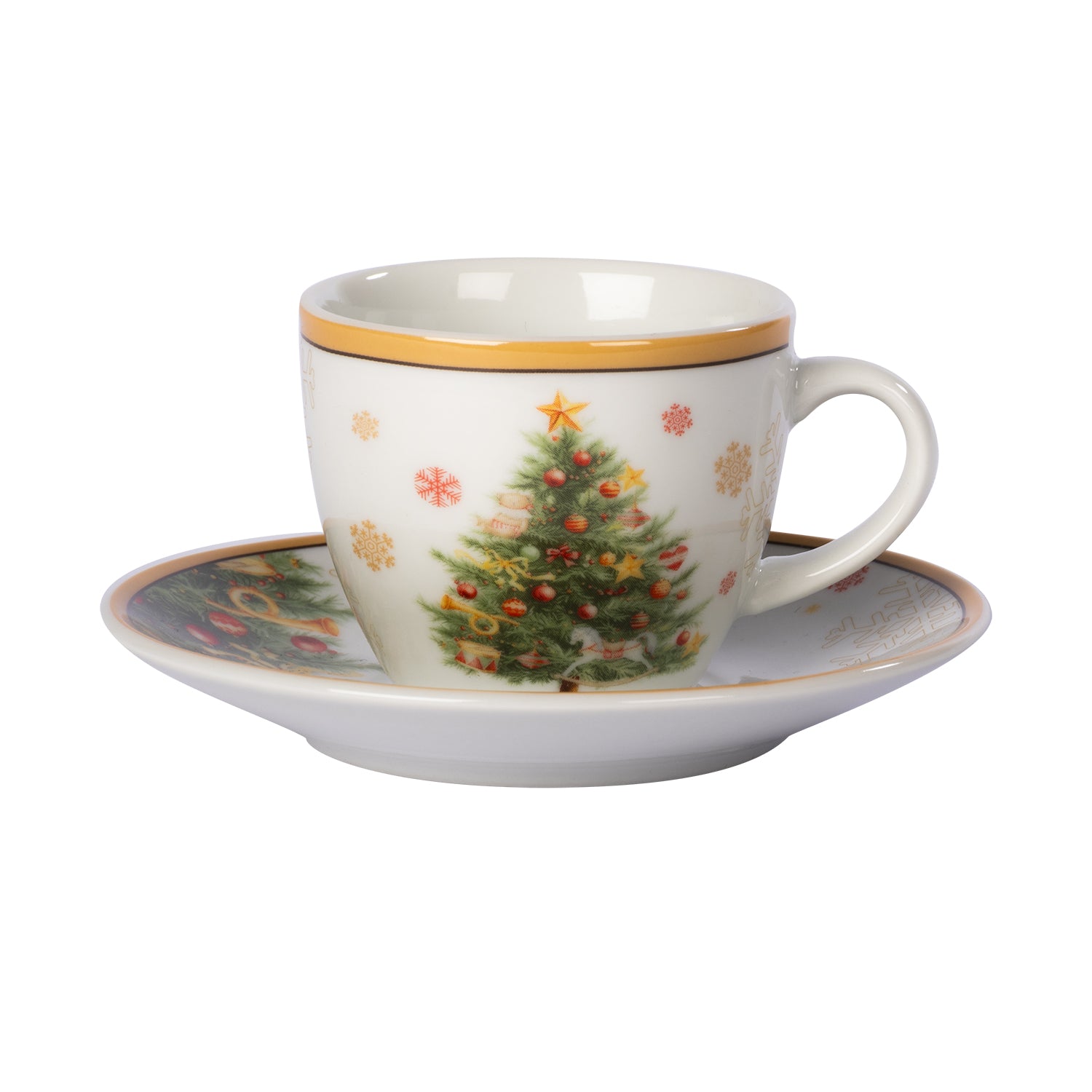 VESTIAMO CASA GRAN NATALE - Servizio da Caffè Natalizio 12 Pezzi Jingle Feast in Porcellana 9 cl