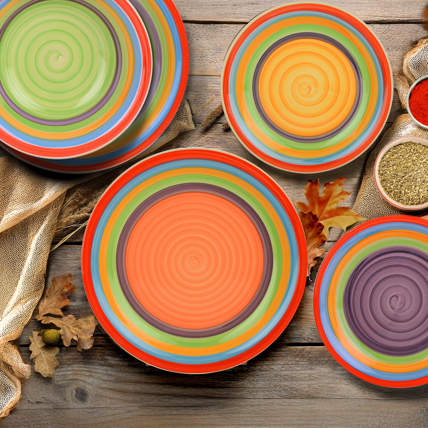 GUSTO CASA - Servizio di piatti Circle Mix in Stoneware 12 pezzi