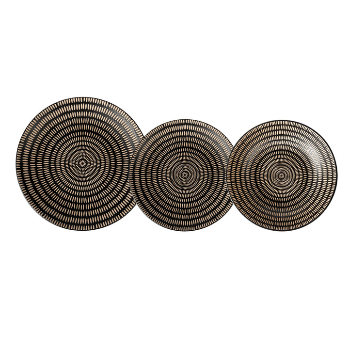 GUSTO CASA - Servizio di piatti in stoneware Maya Pad Printing Nero 18 pezzi