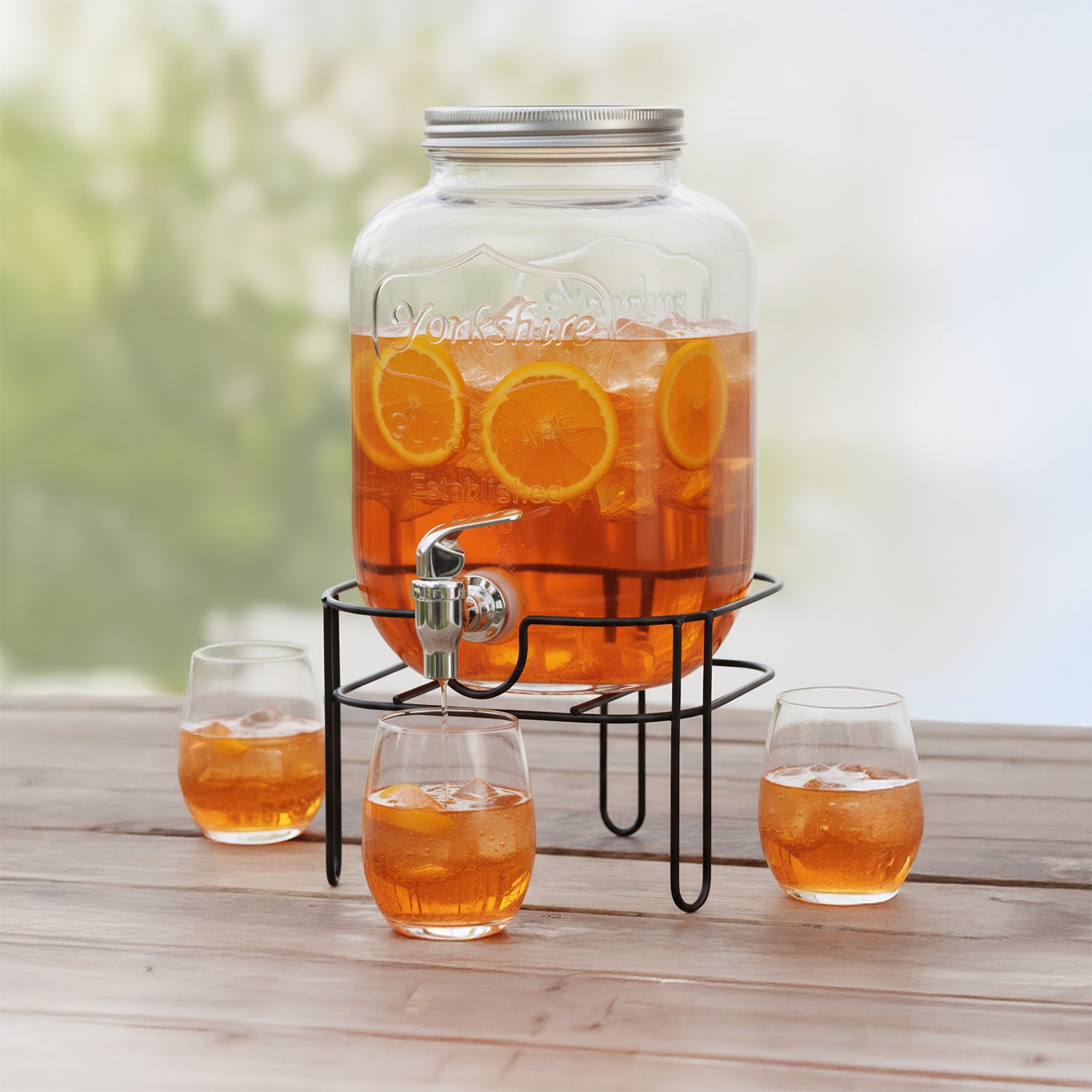 GUSTO CASA - Dispenser Bevande in Vetro con Rubinetto e Stand 4 Litri