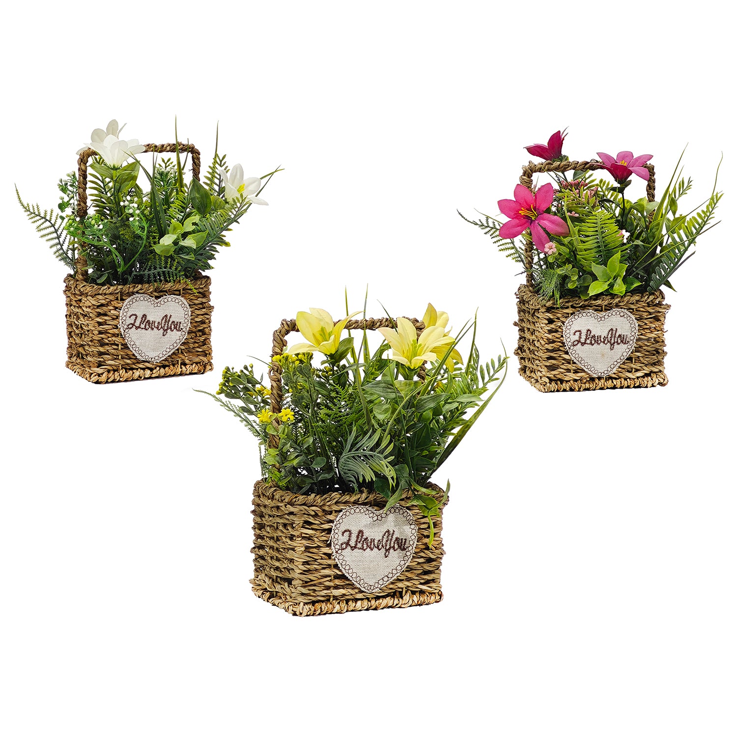 VESTIAMO CASA - Pianta artificiale con cesto - h20x12x8 cm