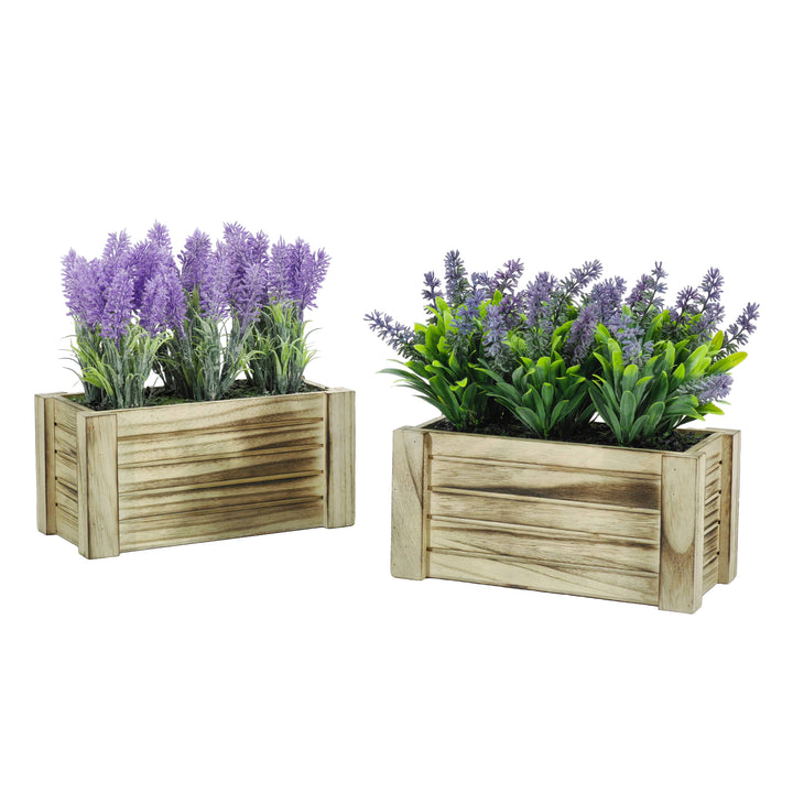 VESTIAMO CASA - Pianta artificiale Lavanda in vaso con cassetta - h24x23,5x11,5 cm