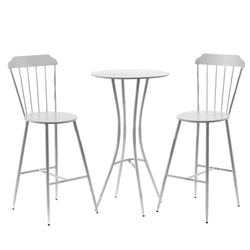 VESTIAMO CASA GIARDINO - Set giardino Bistrot tavolo rotondo 60 cm e 2 sedie in metallo Bianco