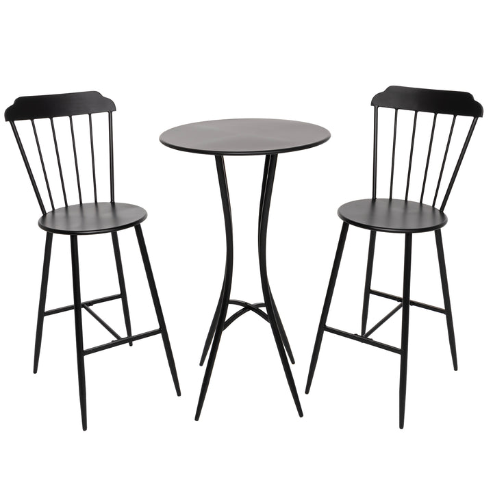 VESTIAMO CASA GIARDINO - Set giardino Bistrot tavolo rotondo 60 cm e 2 sedie in metallo Nero