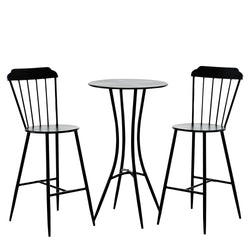 VESTIAMO CASA GIARDINO - Set giardino Bistrot tavolo rotondo 60 cm e 2 sedie in metallo Nero