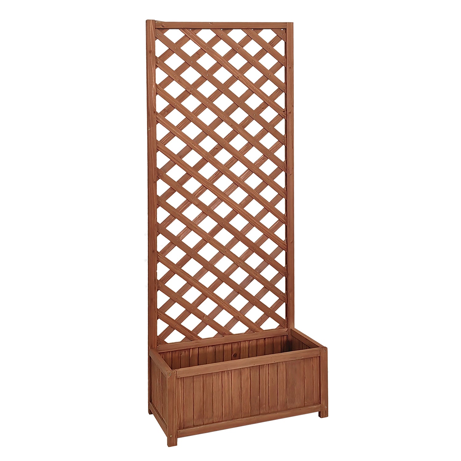 VESTIAMO CASA GIARDINO - Pannello grigliato in legno con fioriera - h180x60x30 cm