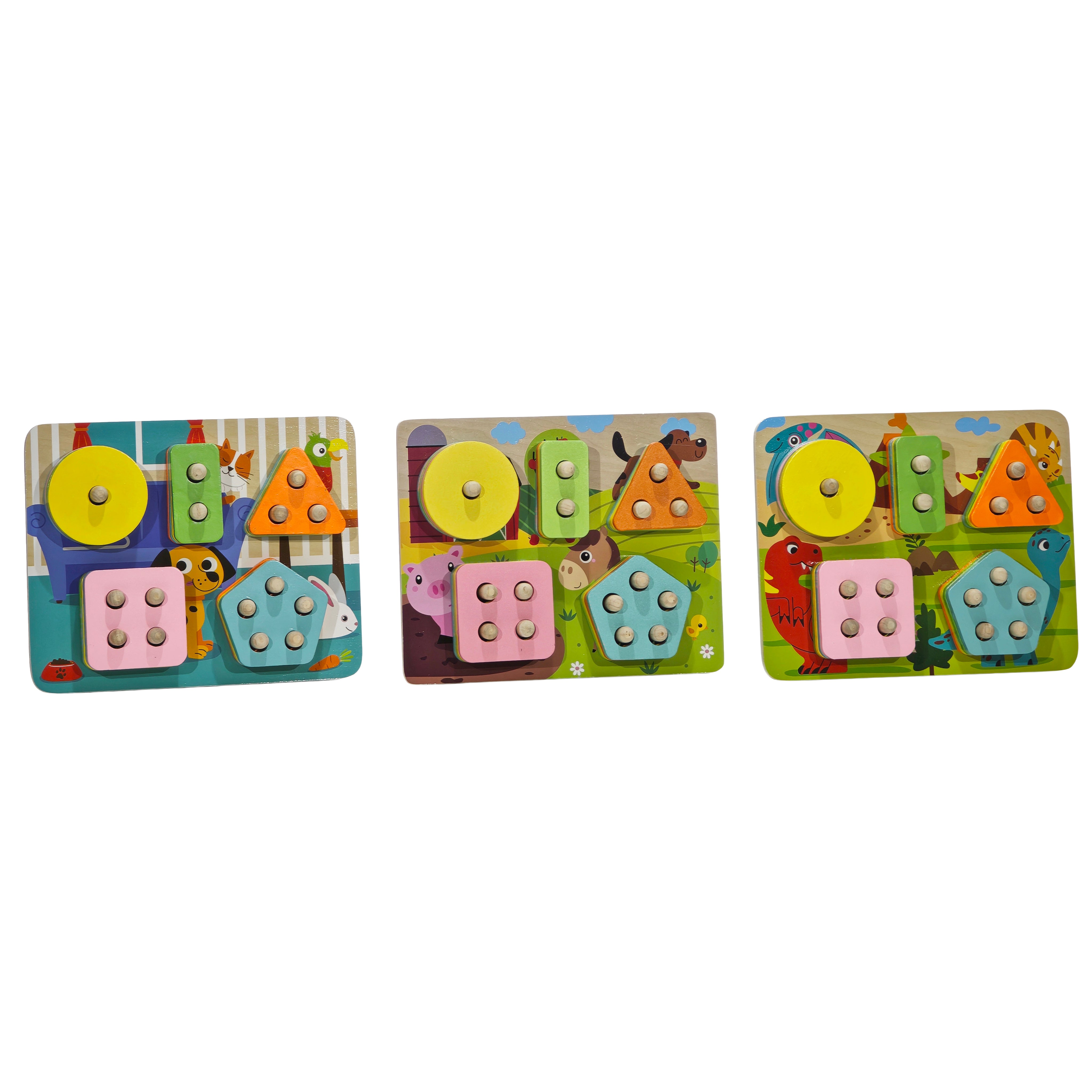 TU GIOCHI - Gioco in Legno Impila le Formine 20 Pezzi Woodworld con Vassoio 18x22,5 cm