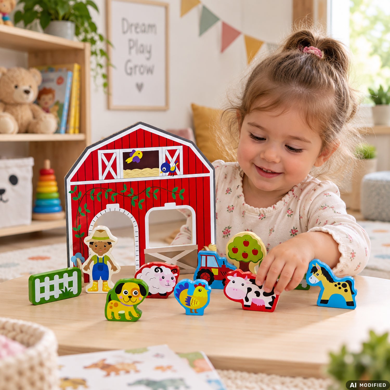 TU GIOCHI - Scenario in Legno con Fondale 12 Pezzi Woodworld 18+ Mesi