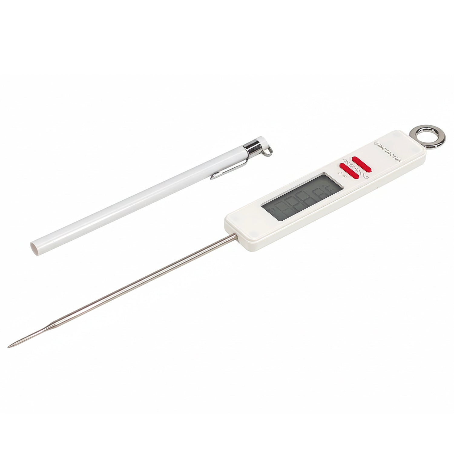 DICTROLUX - Termometro da Cucina Digitale in Acciaio Inox con Display LCD Bianco