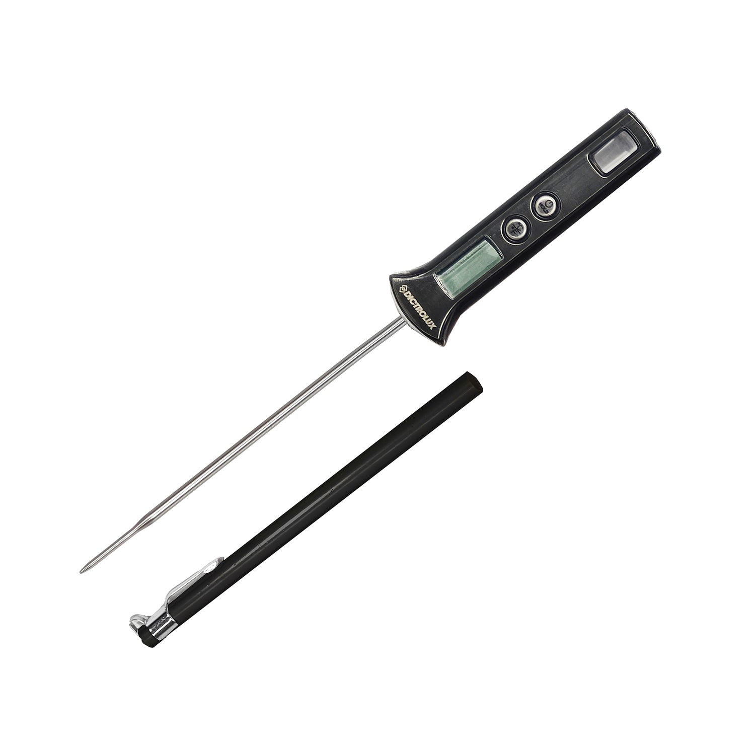 DICTROLUX - Termometro da Cucina Digitale in Acciaio Inox con Display LCD Nero