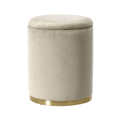 VESTIAMO CASA - Pouf Contenitore in Velluto Crema con base in metallo oro - h43 cm x diametro 34 cm