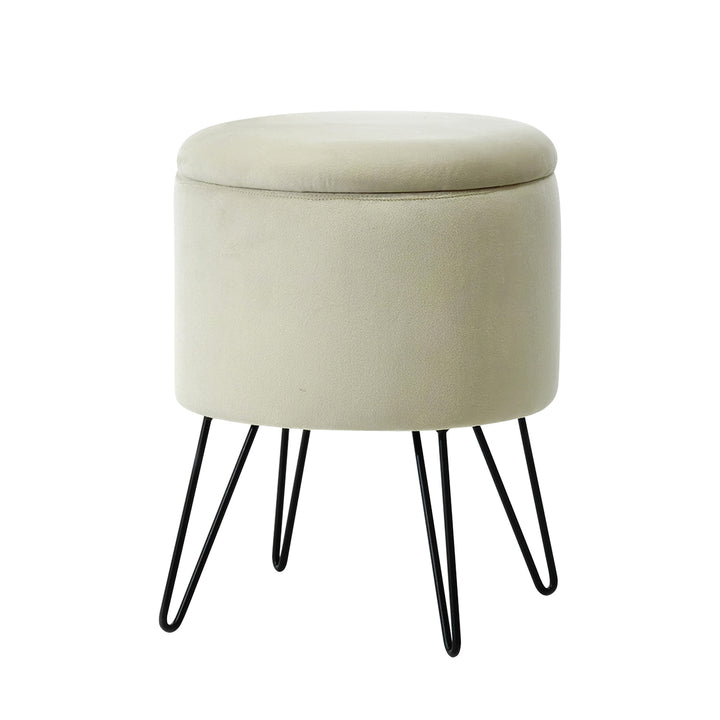 VESTIAMO CASA - Pouf Contenitore in Velluto Crema - h44 cm x diametro 34 cm