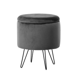 VESTIAMO CASA - Pouf Contenitore in Velluto Grigio Scuro - h44 cm x diametro 34 cm