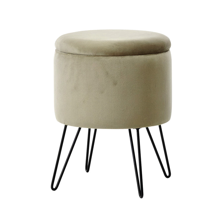 VESTIAMO CASA - Pouf Contenitore in Velluto Tortora - h44 cm x diametro 34 cm