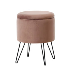 VESTIAMO CASA - Pouf Contenitore in Velluto Rosa - h44 cm x diametro 34 cm