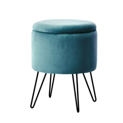 VESTIAMO CASA - Pouf Contenitore in Velluto Petrolio - h44 cm x diametro 34 cm