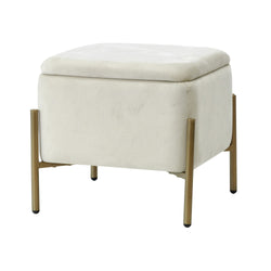 VESTIAMO CASA - Pouf Contenitore in Velluto Crema - h39x40x40 cm