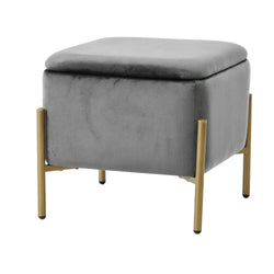 VESTIAMO CASA - Pouf Contenitore in Velluto Grigio Scuro - h39x40x40 cm