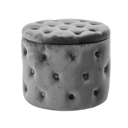 VESTIAMO CASA - Pouf Contenitore in Velluto Grigio Scuro - h40,5 cm x diametro 48,5 cm