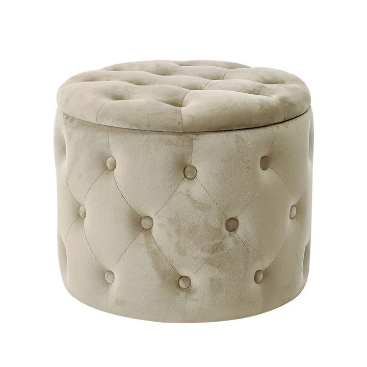 VESTIAMO CASA - Pouf Contenitore in Velluto Tortora - h40,5 cm x diametro 48,5 cm