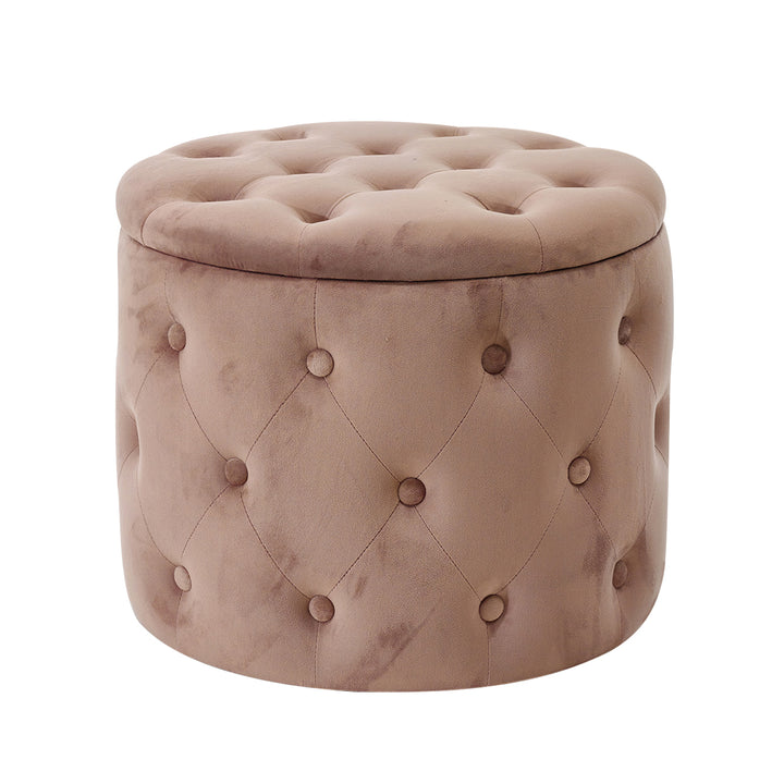 VESTIAMO CASA - Pouf Contenitore in Velluto Rosa - h40,5 cm x diametro 48,5 cm