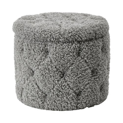 VESTIAMO CASA - Pouf Contenitore in tessuto Teddy Grigio chiaro - h42,5 cm x diametro 50,5 cm