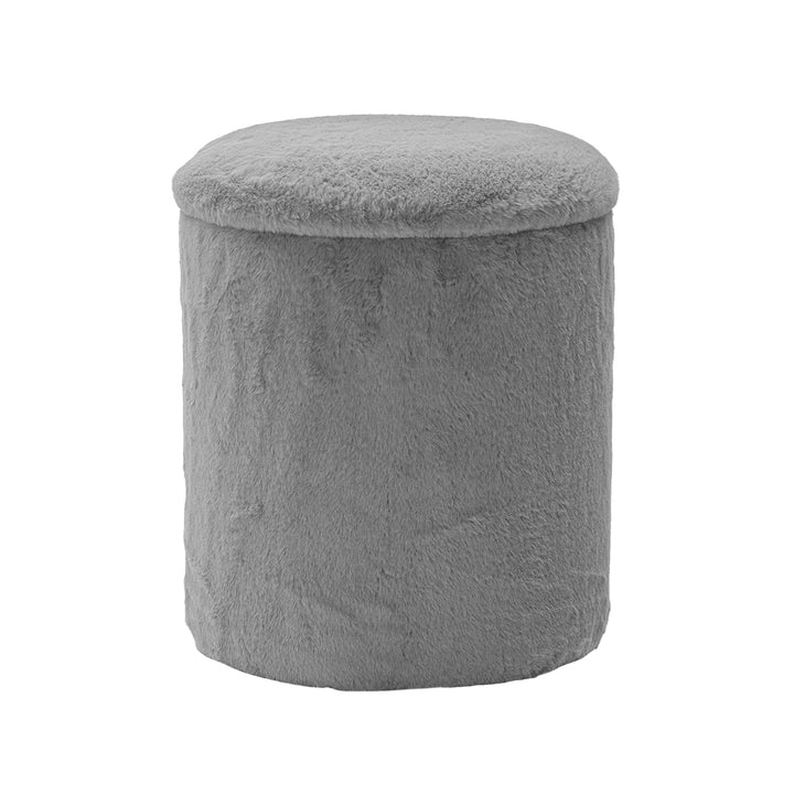 VESTIAMO CASA - Pouf Contenitore Apribile Grigio - h38 cm diametro 32 cm