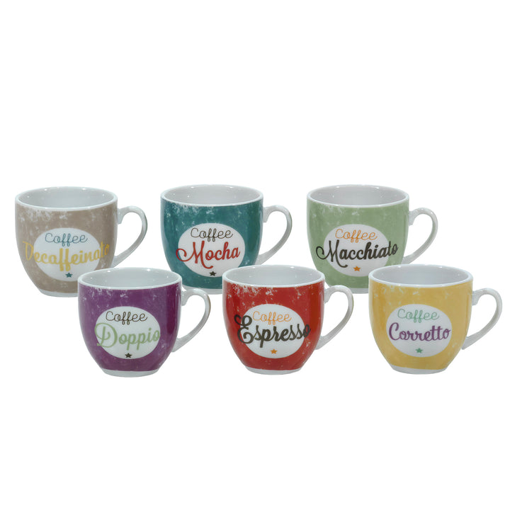 GUSTO CASA - Tazzine da caffè in Porcellana Multicolor - set 6 pezzi