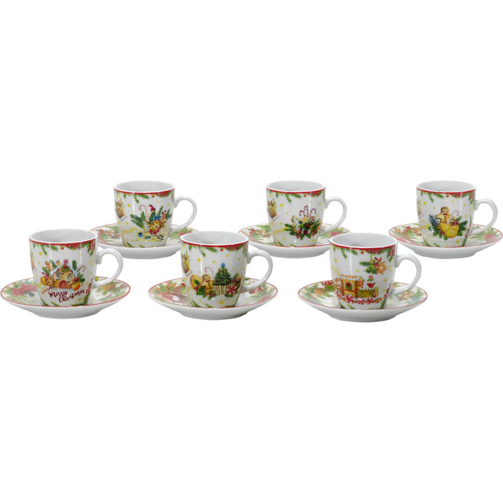 VESTIAMO CASA GRAN NATALE - Servizio da caffè natalizio in ceramica Christmas Cookies Linea Pan di Zenzero