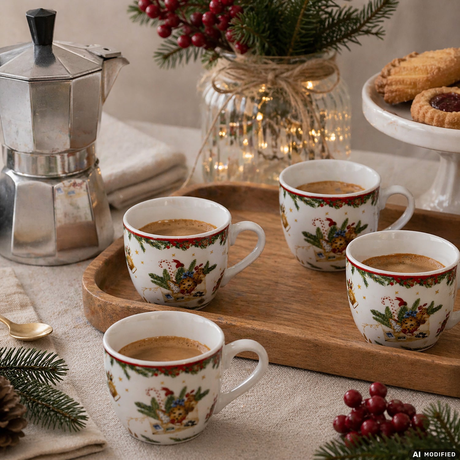 VESTIAMO CASA GRAN NATALE - Set 6 Tazzine da Caffè Natalizie Christmas Cookies in Porcellana 9 cl