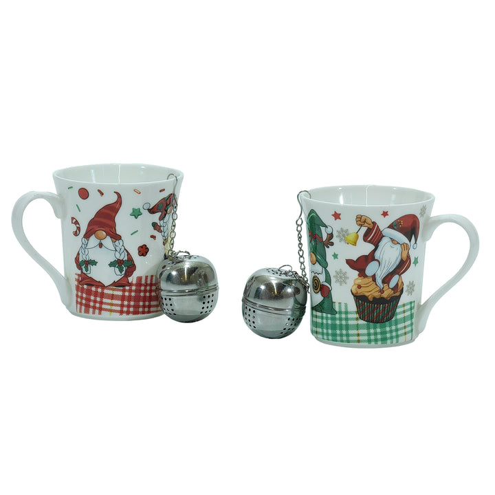 VESTIAMO CASA GRAN NATALE - Tazza Natalizia con Infusiera Decoro Gnomo 32 cl